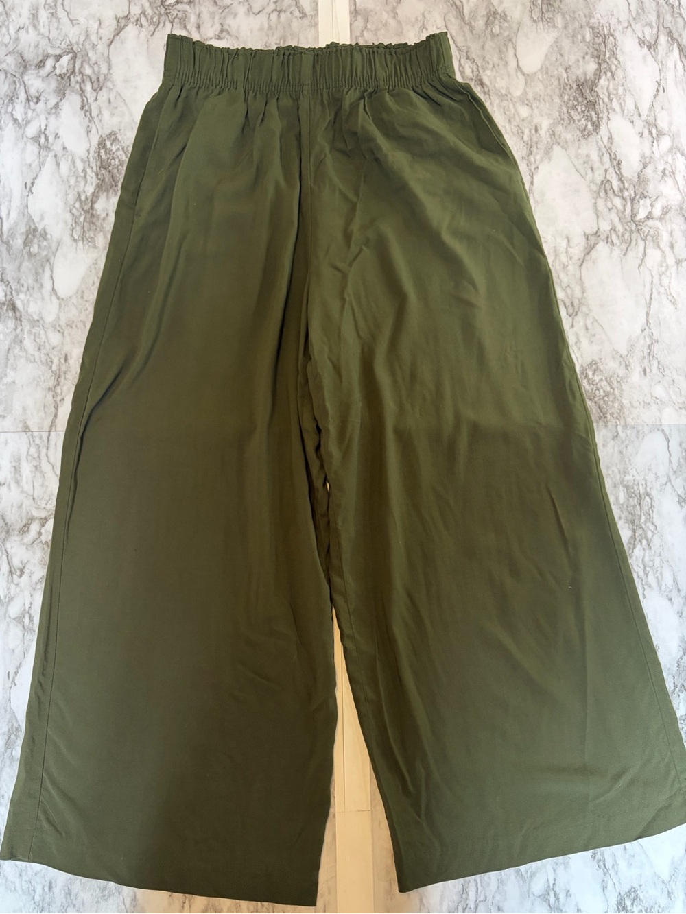 Olive Green Wide Leg Pull-On Pants by H&M SIZE S